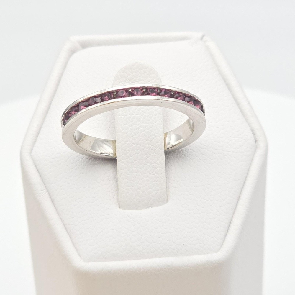 Vintage Eternity Ring Purple Amethyst Channel Set 925 Sterling Silver Size 7